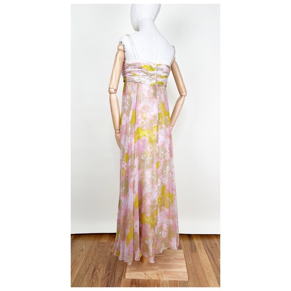 Vintage 60s 70s Custom Made Maxi Dress Gown Floral Print Pleated Romantic Boho - Picture 6 of 13